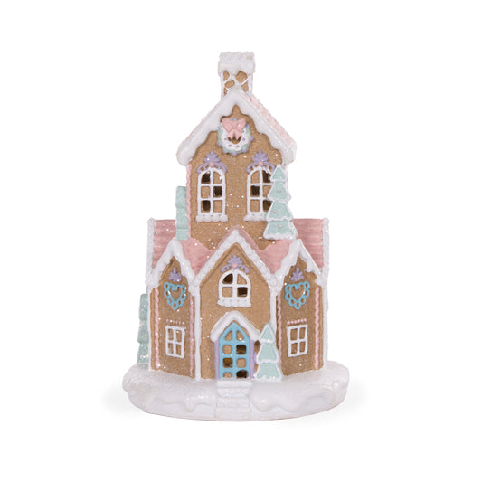 23Cm Piped Round Pastel Gingerbread House