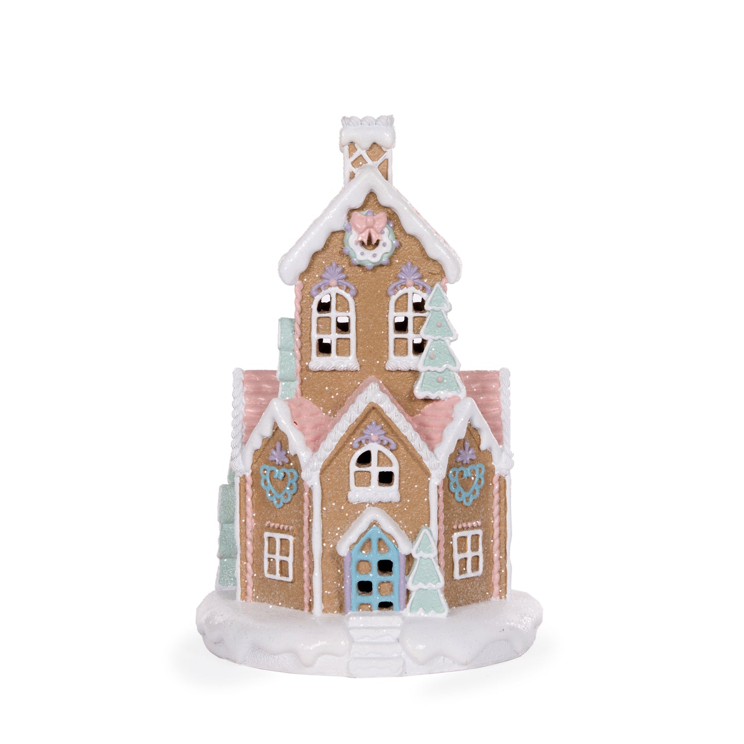 32Cm Piped Round Pastel Gingerbread House