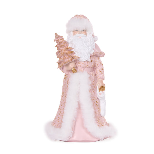 23Cm Exquisite Pink Santa With Fur