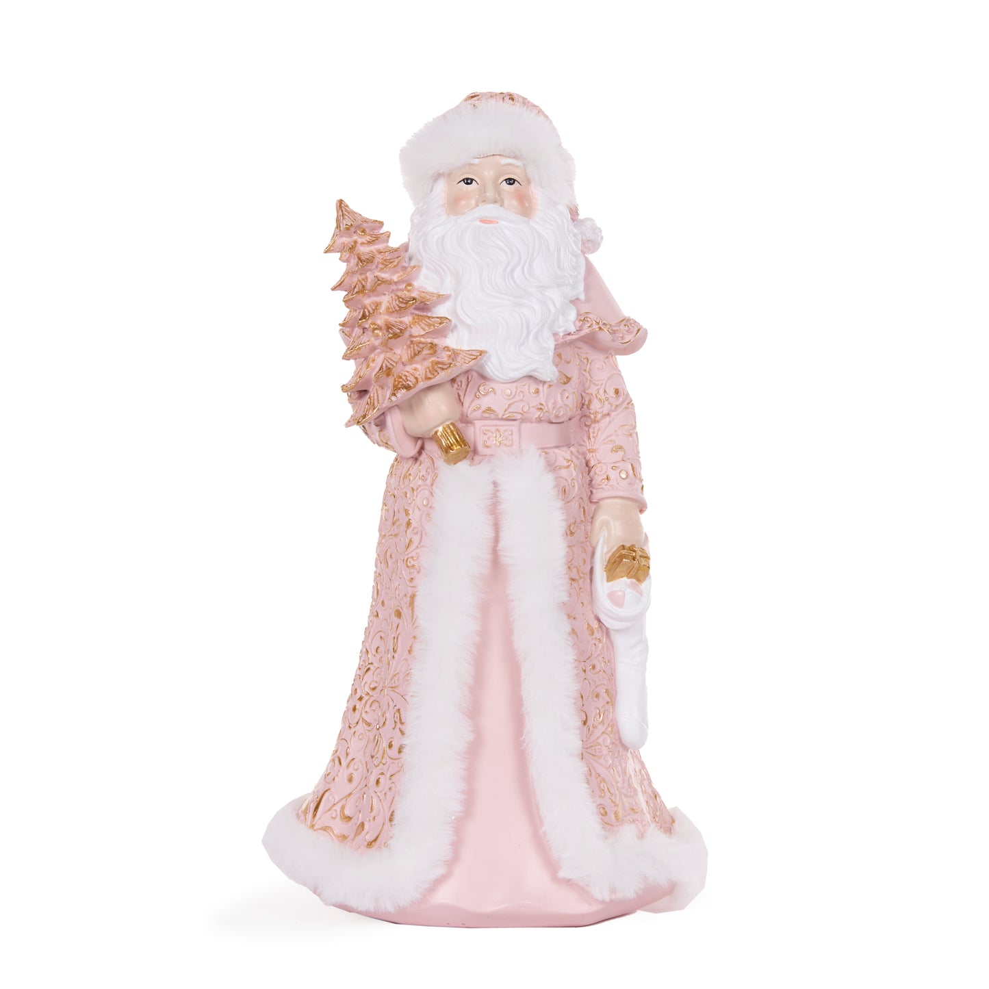 32Cm Exquisite Pink Santa With Fur