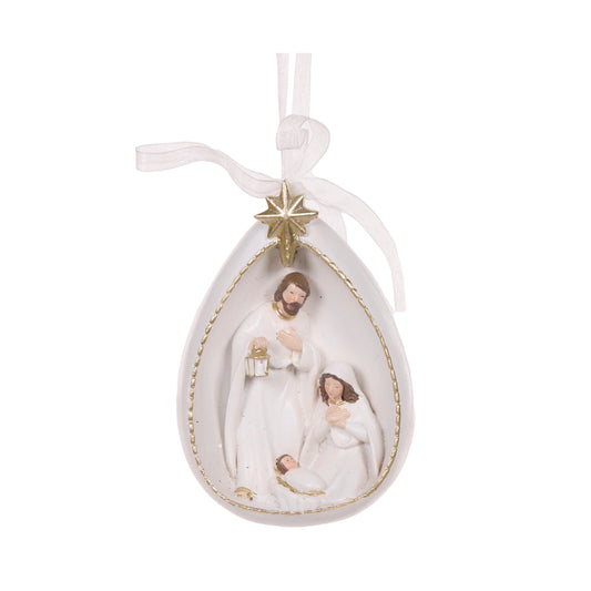 White And Gold Drop Nativity Hanging