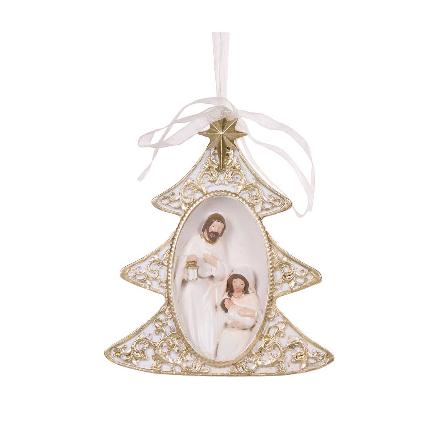 White And Gold Tree Nativity Hanging