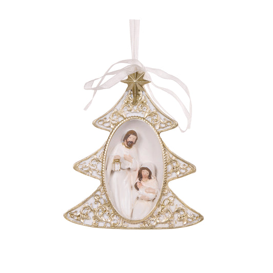 White And Gold Tree Nativity Hanging