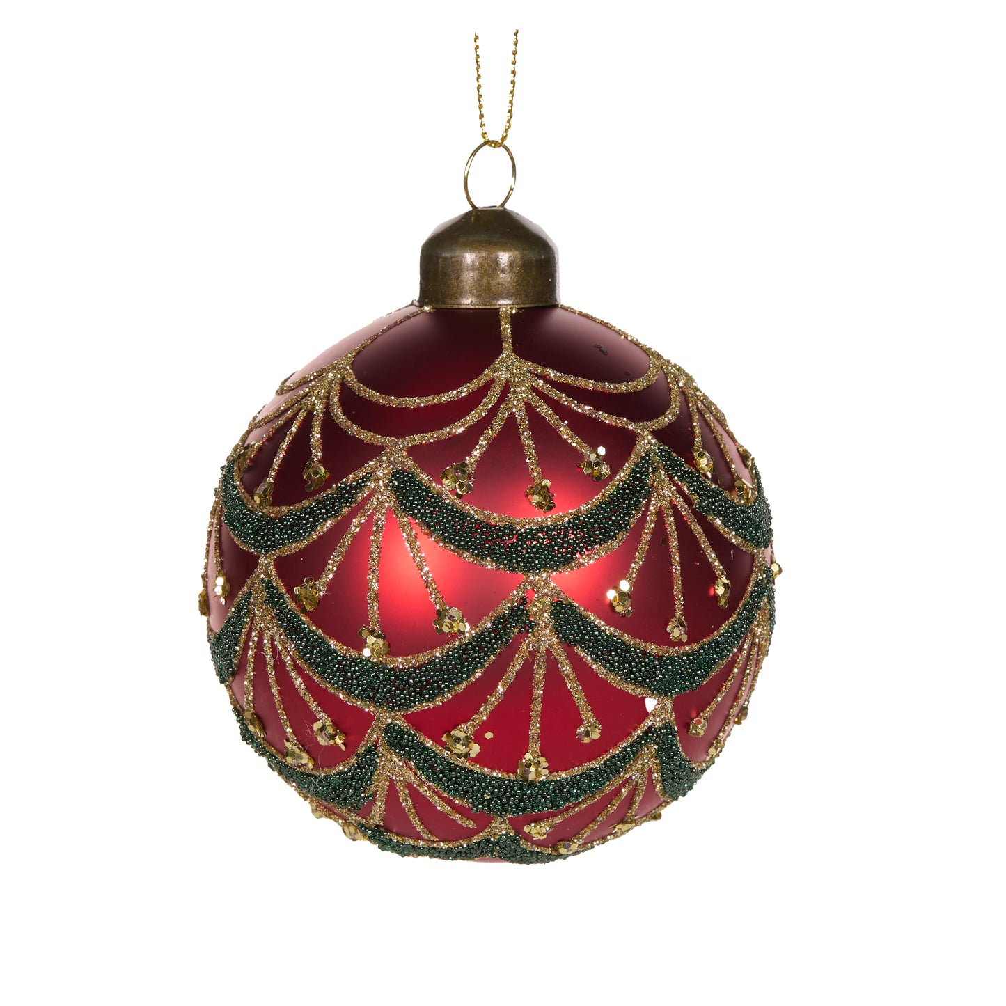 Matte Red Traditional Scalloped Bauble