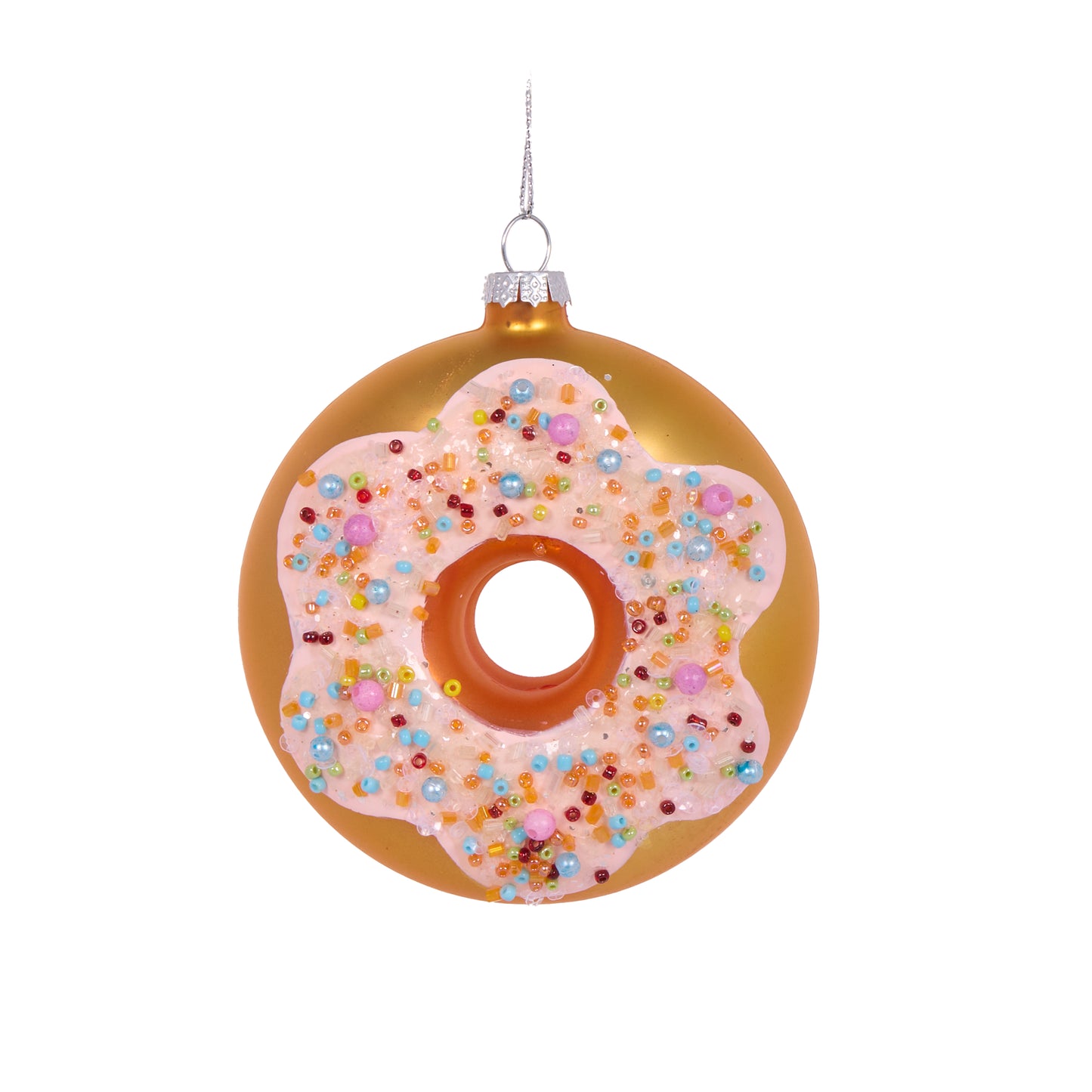 Retro Pink Glass Doughnut Hanging