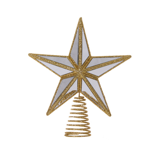 Mini 5 Point Mirrored Tree Topper Star Gold