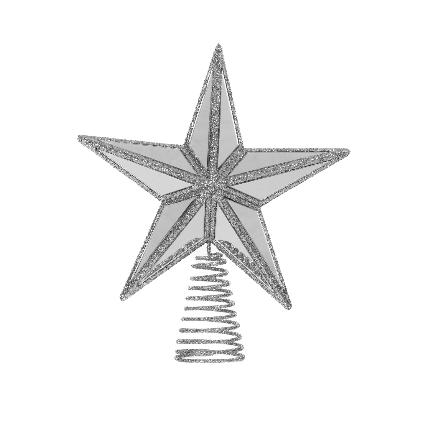 Mini 5 Point Mirrored Tree Topper Star Silver