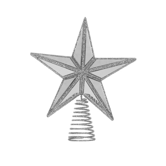 Mini 5 Point Mirrored Tree Topper Star Silver