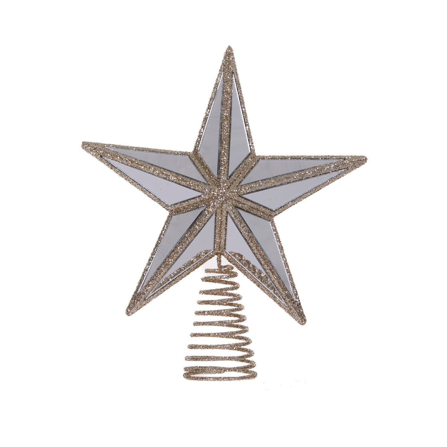 Mini 5 Point Mirrored Tree Topper Star Champagne