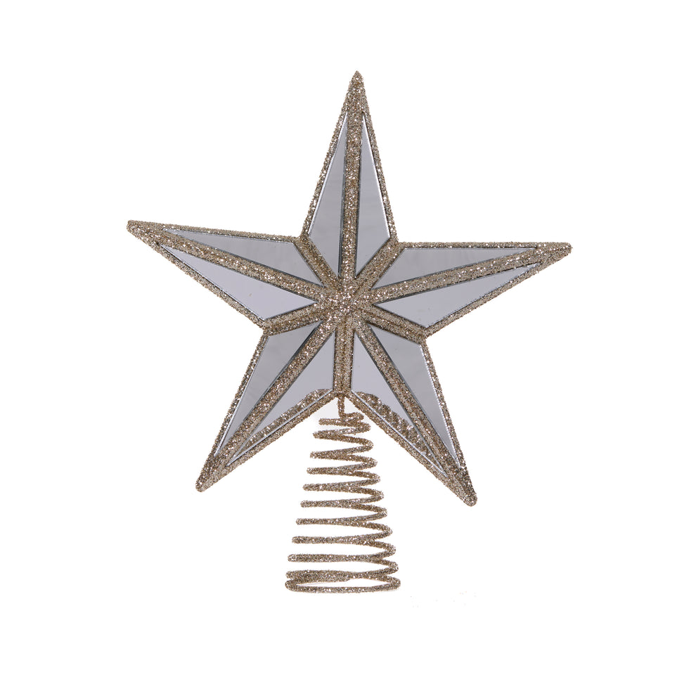 Mini 5 Point Mirrored Tree Topper Star Champagne – Holly & Ivy