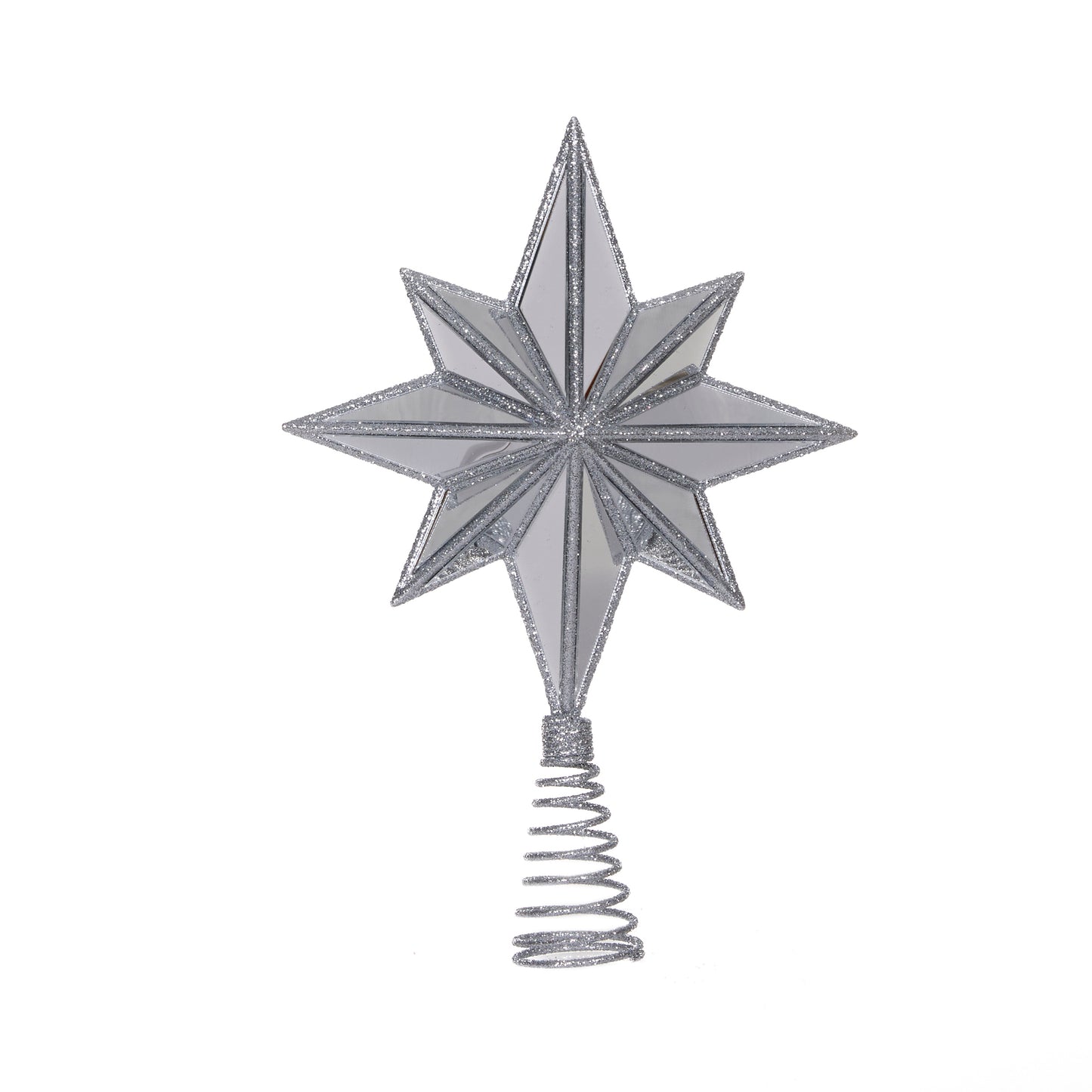 Mini 9 Point Mirrored Tree Topper Star Silver