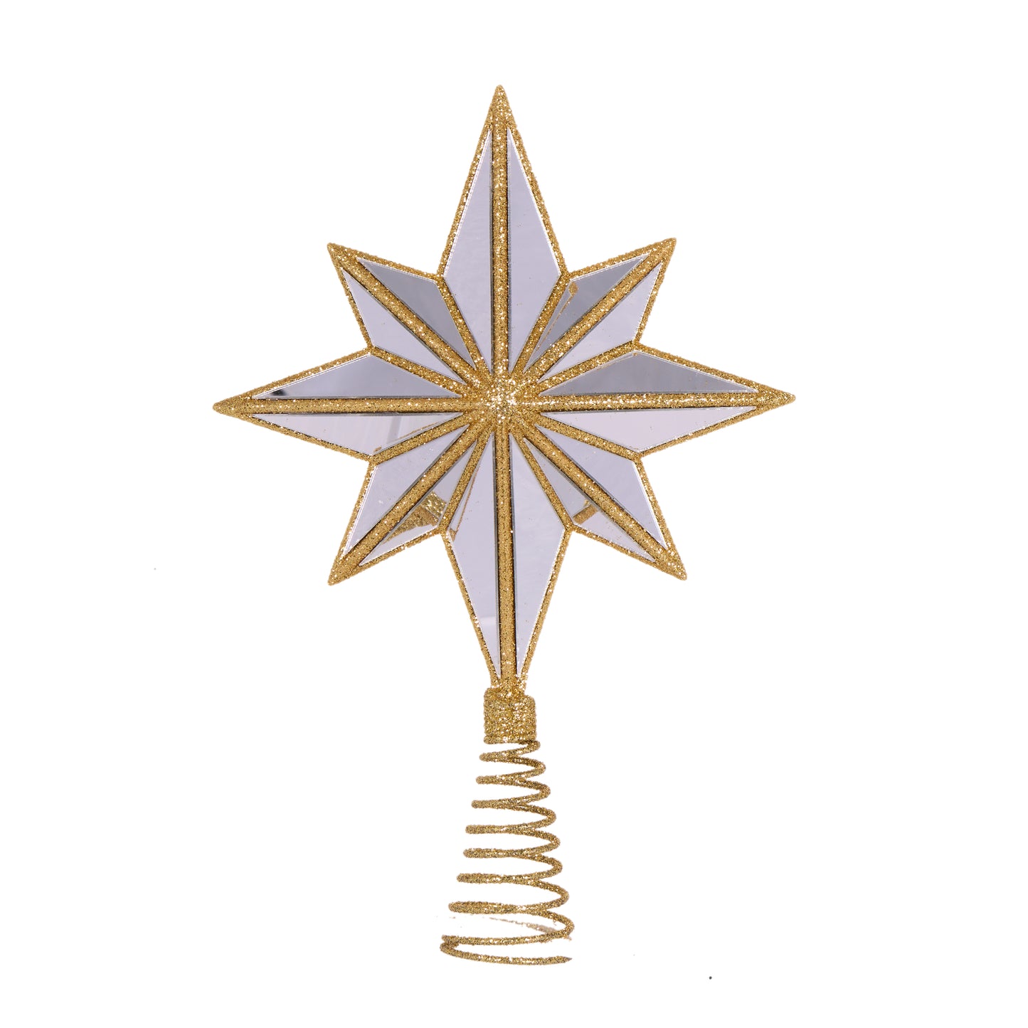 Mini 9 Point Mirrored Tree Topper Star Gold