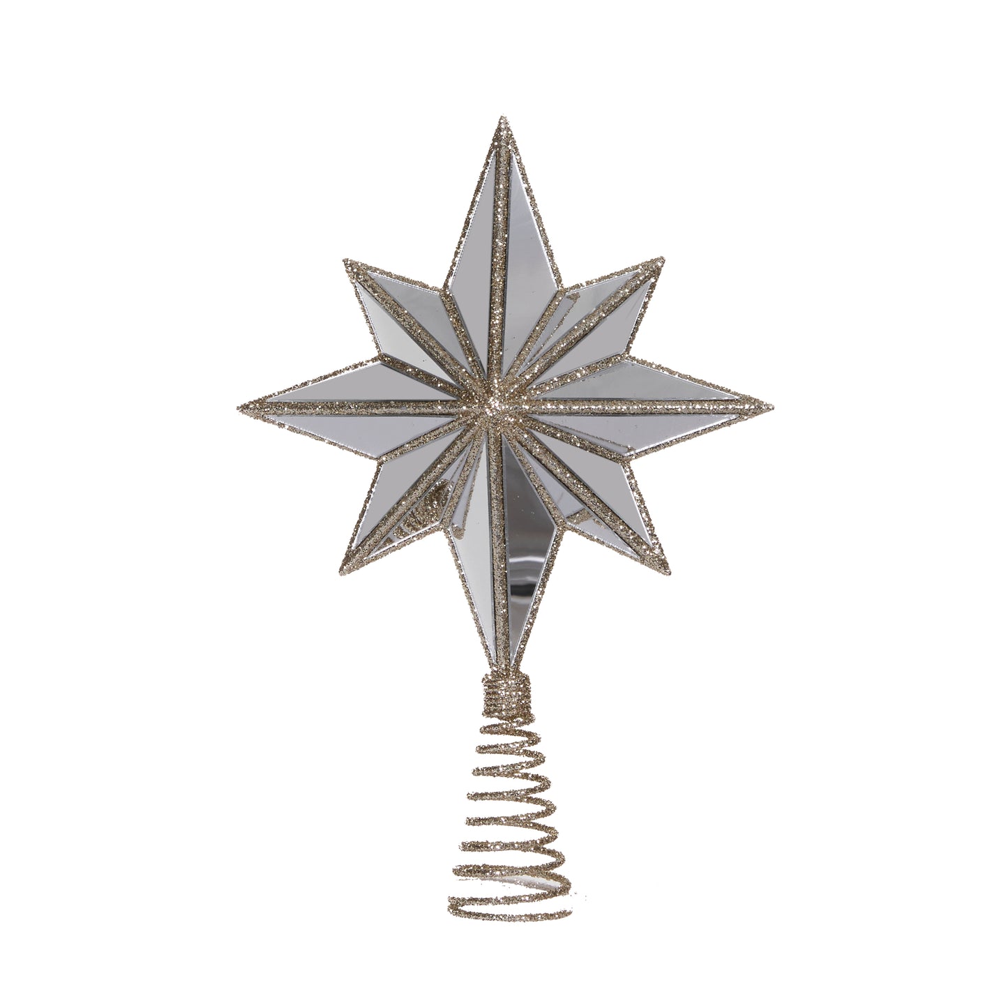 Mini 9 Point Mirrored Tree Topper Star Champagne