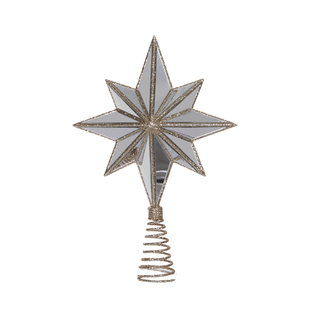 Mini 9 Point Mirrored Tree Topper Star Champagne – Holly & Ivy