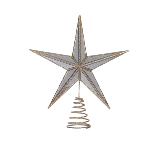 5 Point Mirrored Tree Topper Star Champagne