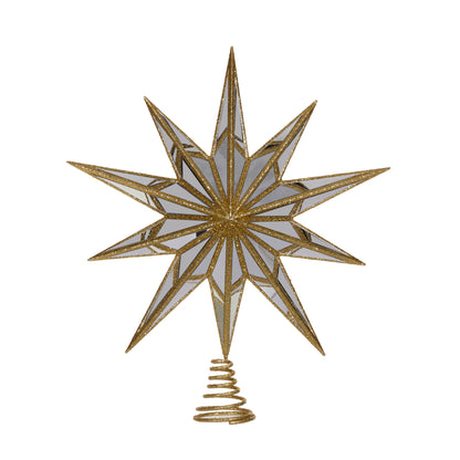 Xl 10 Point Mirrored Tree Topper Star Gold