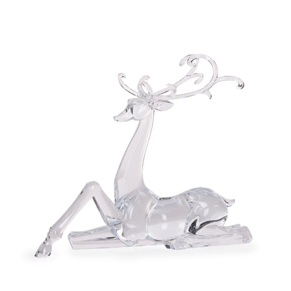 28 Cm Glistening Sitting Reindeer