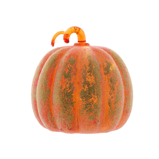 16 Cm Led Glass Pumpkin