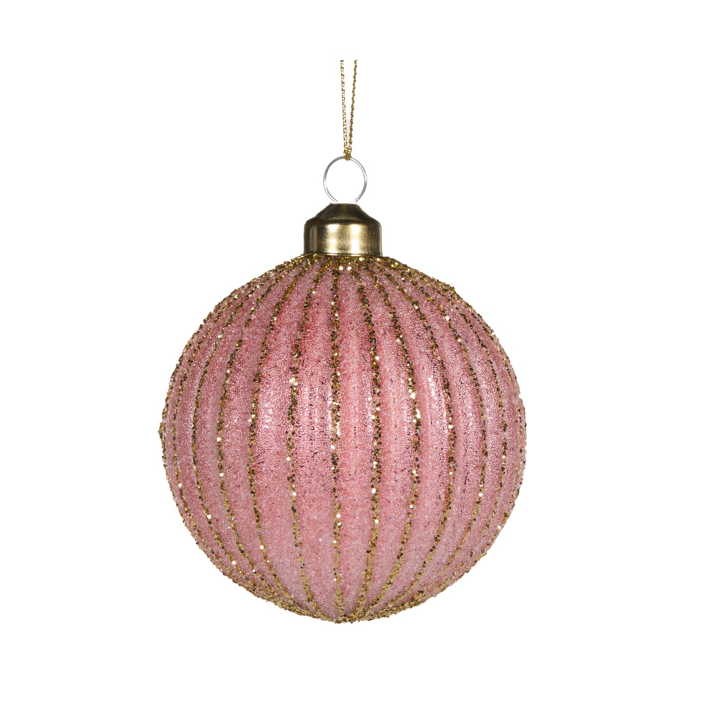 Matte Pink Sugar Ribbed Bauble