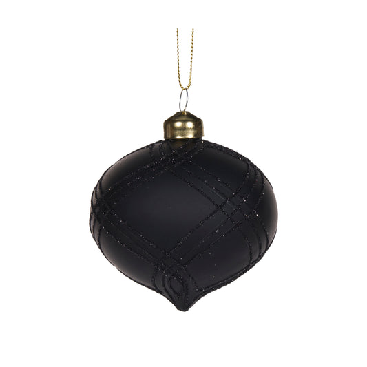 Matte Black Quilted Onion Bauble