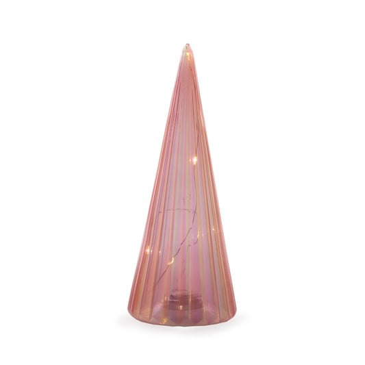 26Cm Pink Ribbed Led Tree