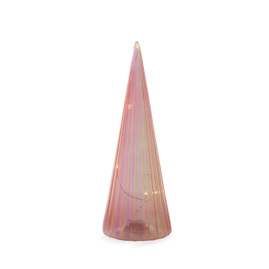 32Cm Pink Ribbed Led Tree