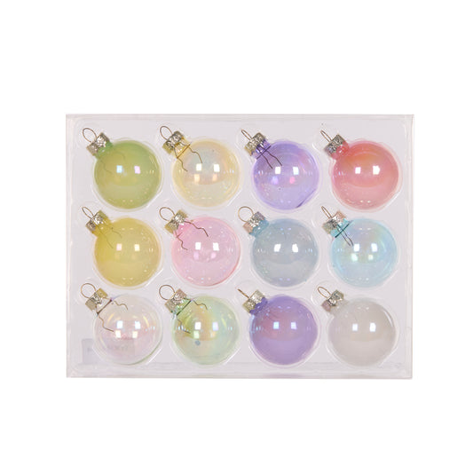 Set/12 4Cm Candy Glass Baubles