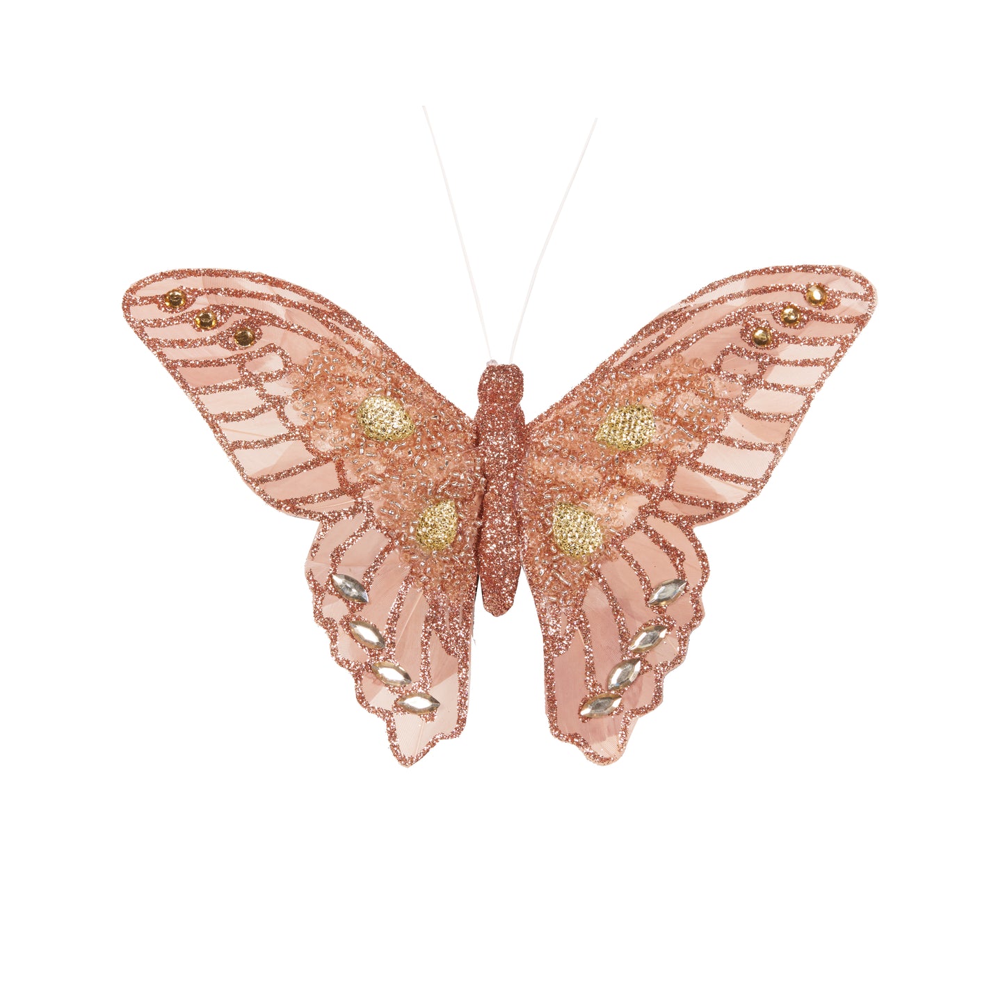 Pink Beaded Butterfly Clip