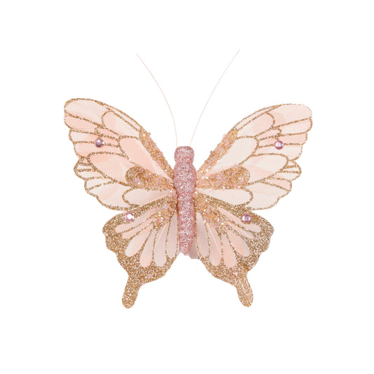 Pale Pink Embellished Butterfly Clip