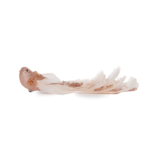 Blush Intricate Beaded Clip Bird