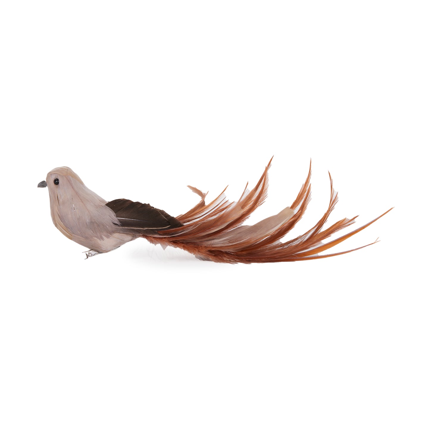 Taupe Natural Feather Clip Bird