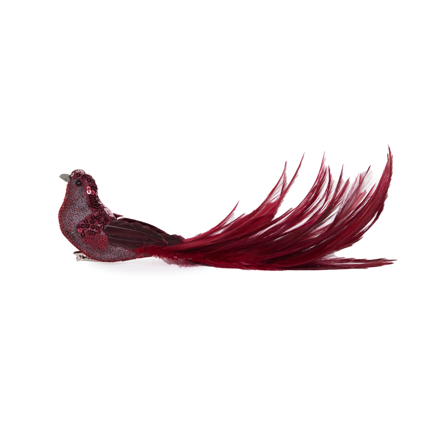 Bushy Garnet Glitter Clip Bird