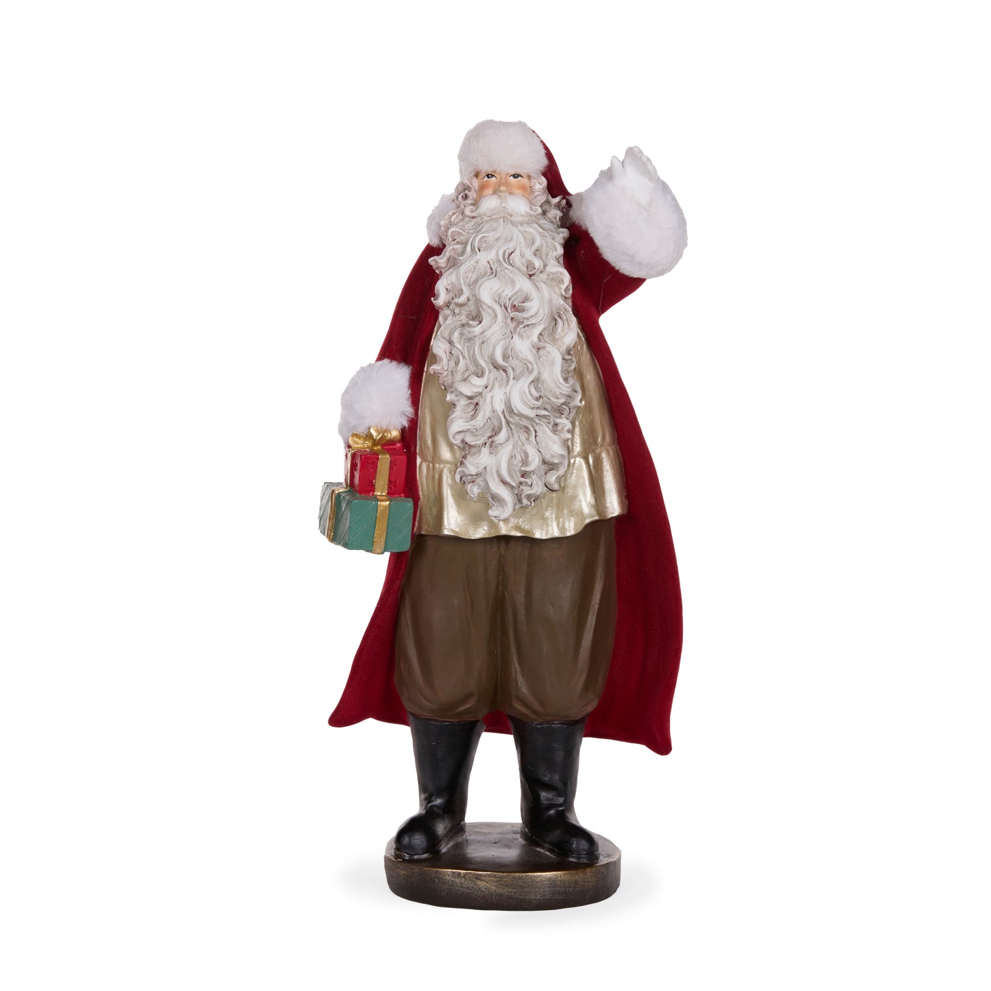 Elaborate Red Velvet Waving Santa