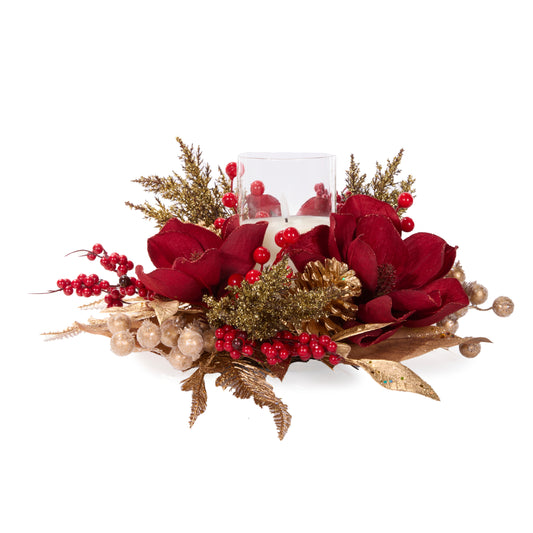 Luxe Red Magnolia Candle Holder