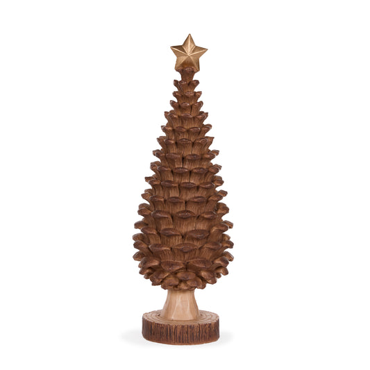 34.5 Cm Natural Pinecone Tree With Star