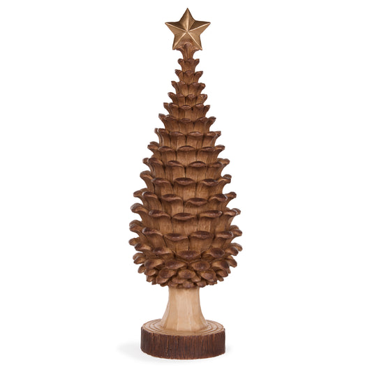 42.5 Cm Natural Pinecone Tree With Star