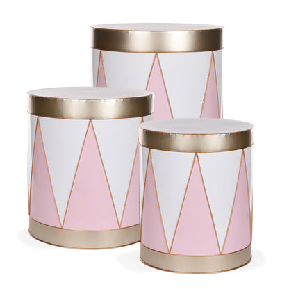 Set/3 Pink And Champagne Harlequin Drums