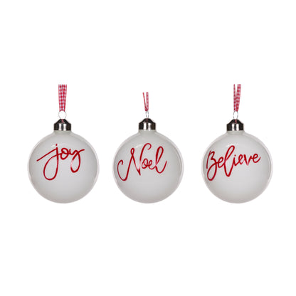 Set/3 Noel, Joy & Believe Baubles