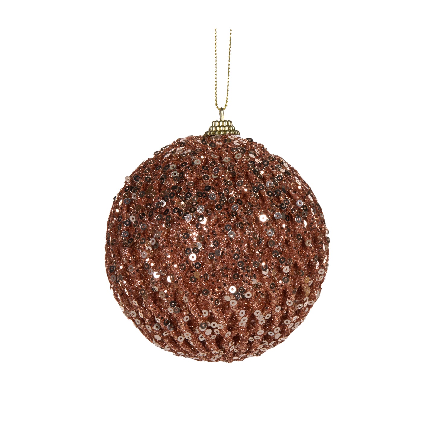 Rose Gold Glittered Lattice Bauble