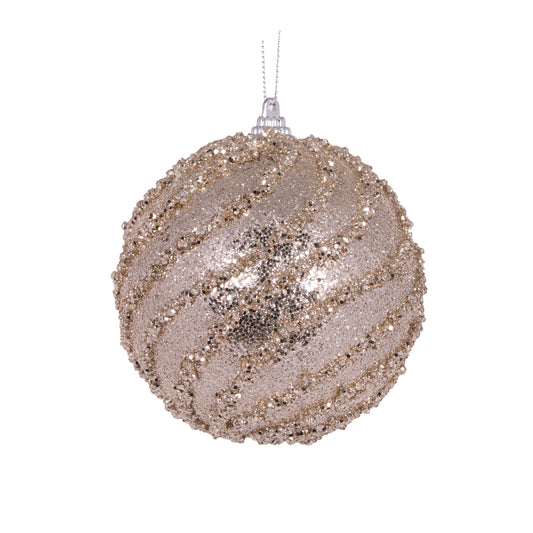 Champagne Glittered Swirl Bauble