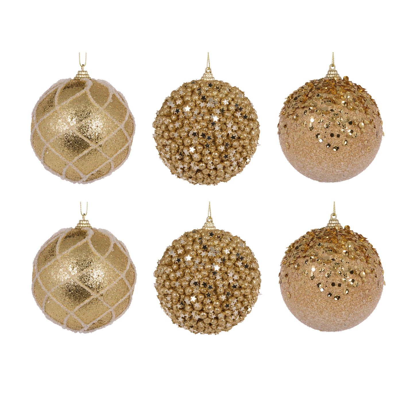 6 Pack Gold Shatterproof Baubles