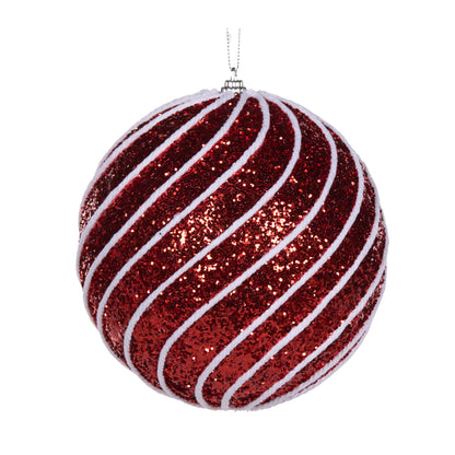 Xl Red And White Swirl Bauble