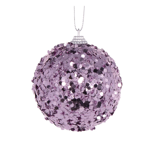 Lilac Glitter Flake Bauble