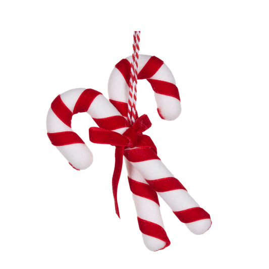 Ribboned Candy Cane Pair Hanging