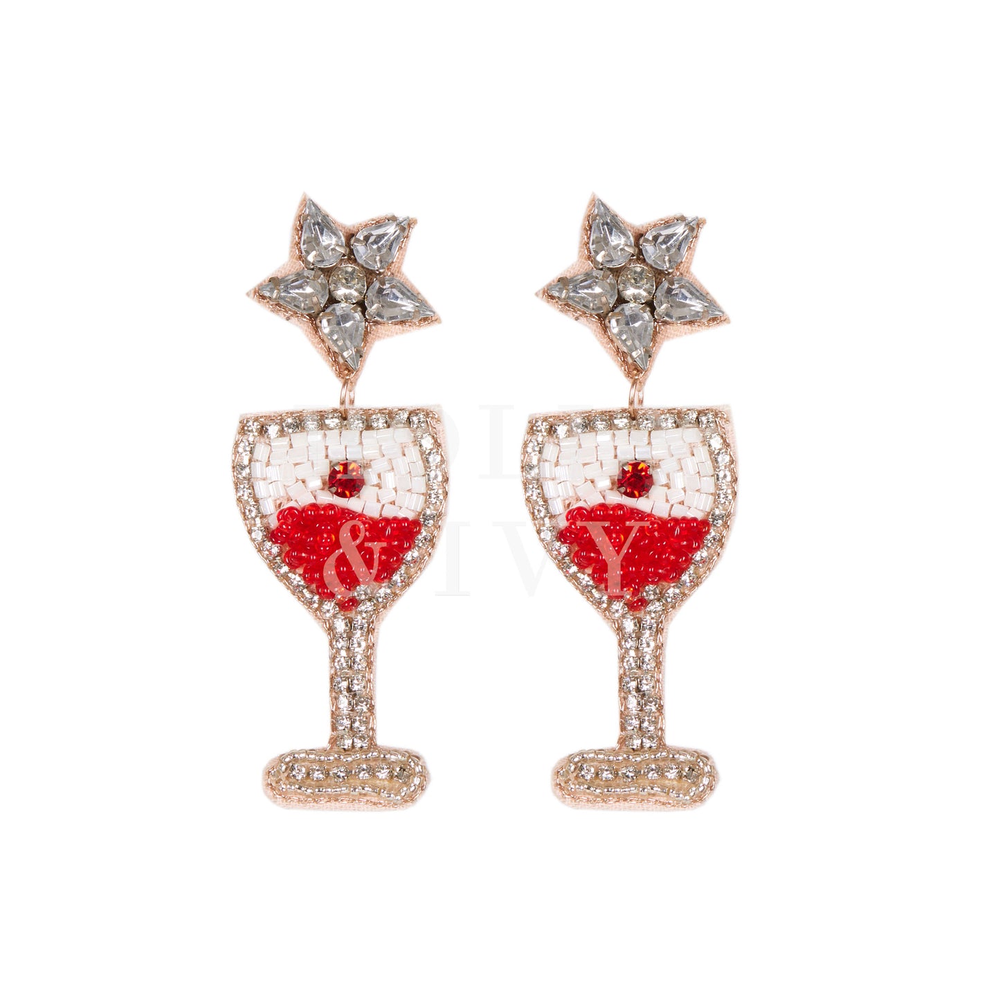 Christmas Earrings Reindeer Wine Glass