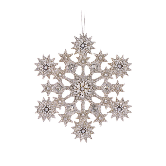 16.6 CM BEADED DECO SNOWFLAKE ORNAMENT