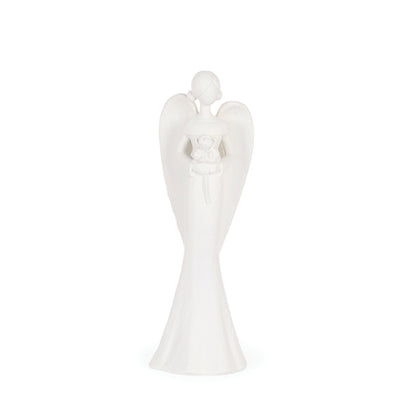 White Etched Angel With Flowers