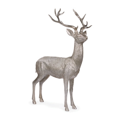 135cm Silver Etched Standing Reindeer