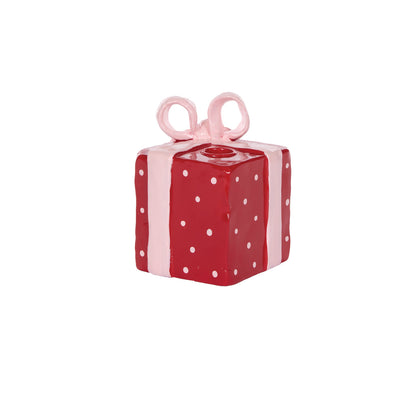 RED PRESENT CANDLE HOLDER