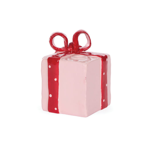 PINK PRESENT CANDLE HOLDER